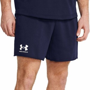 アンダーアーマー メンズ ハーフパンツ・ショーツ ボトムス Under Armour Men's Rival Terry 6” Shorts Midnight Navy/Onyx White