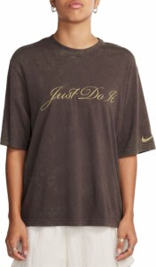 ナイキ レディース Tシャツ トップス Nike Sportswear Women's Boxy Wash T-Shirt Baroque Brown