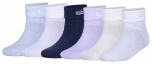 ナイキ レディース 靴下 アンダーウェア Nike Girls' Fold Over Ankle Socks 6-Pack Light Armory Blue