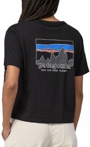 パタゴニア レディース Tシャツ トップス Patagonia Women's '73 Skyline Easy-Cut Responsibili-Tee T-Shirt Ink Black