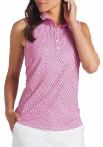 プーマ レディース ポロシャツ トップス PUMA Women's MATTR Deco Sleeveless Golf Polo White Glow/Garnet Rose