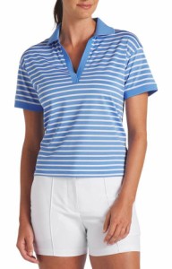 プーマ レディース ポロシャツ トップス Puma Women's Everyday Stripe Polo Blue Skies/ White Glow