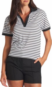 プーマ レディース ポロシャツ トップス Puma Women's Everyday Stripe Polo Vine/White Glow