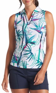 プーマ レディース ポロシャツ トップス PUMA Women's MATTR Paradise Sleeveless Golf Polo Wht Glow/Sparkling Green