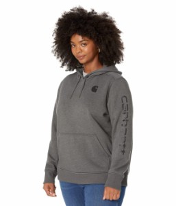 カーハート レディース パーカー・スウェット アウター Plus Size Clarksburg Sleeve Logo Hooded Sweatshirt Carbon Heather