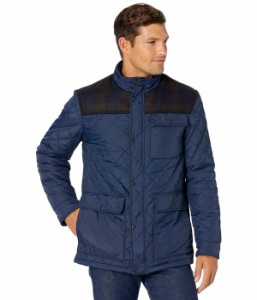 コールハーン メンズ コート アウター 29 1/2 Mix Media Diamond Quilted Navy