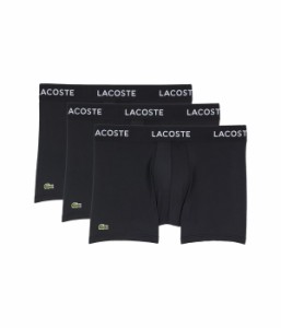 ラコステ メンズ ボクサーパンツ アンダーウェア 3-Pack Solid with Semi Fancy Belt Underwear Trunks Black