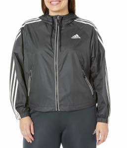 アディダス レディース コート アウター Plus Size BSC 3-Stripes Wind Jacket Black/Black/Whi