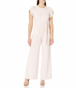 カルバンクライン レディース ジャンプスーツ トップス Women's Tulip Sleeve Jumpsuit with Self Belt Petal/White