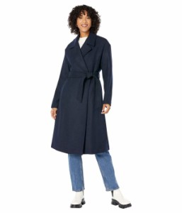 コールハーン レディース コート アウター Basket Weave Wool Belted Oversized Coat Navy