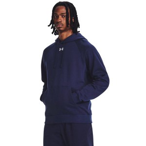 アンダーアーマー メンズ パーカー・スウェット アウター Rival Fleece Hoodie Midnight Navy/W