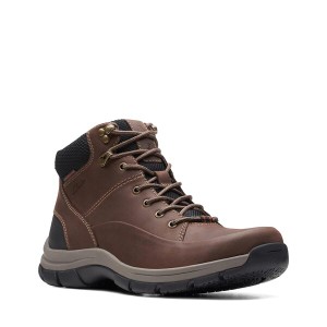 クラークス メンズ ブーツ・レインブーツ シューズ Walpath Mid Dark Brown Leat