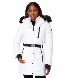 マイケルコース レディース コート アウター Belted Active Puffer A421168C White