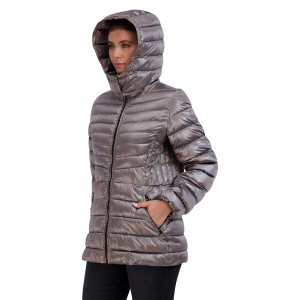 コールハーン レディース コート アウター Pearlized Faux Down Jacket with Removable Hood Gunmetal