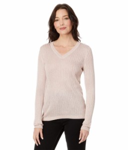 トミー ヒルフィガー レディース ニット・セーター アウター Lurex Rib V-Neck Sweater Ballerina Pink