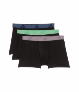 アディダス メンズ ボクサーパンツ アンダーウェア Stretch Cotton Trunk 3-Pack Black/Semi Gree