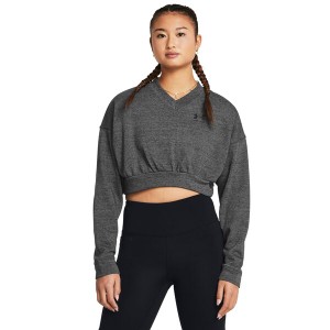 アンダーアーマー レディース パーカー・スウェット アウター Rival Terry Oversized Cropped Crew Castlerock Full