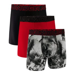 アンダーアーマー メンズ ボクサーパンツ アンダーウェア 3-Pack Performance Tech Print 6” Boxer Briefs Red