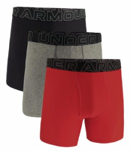 アンダーアーマー メンズ ボクサーパンツ アンダーウェア 3-Pack Performance Tech Solid 6" Boxer Briefs Red