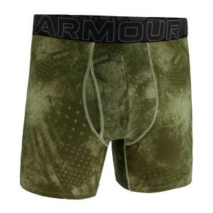 アンダーアーマー メンズ ボクサーパンツ アンダーウェア Performance Tech Print 6" Boxer Briefs Marine OD Green