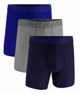 アンダーアーマー メンズ ボクサーパンツ アンダーウェア 3-Pack Performance Tech Mesh Solid 6" Boxer Briefs Midnight Navy