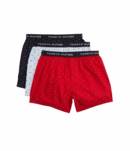 トミー ヒルフィガー メンズ ボクサーパンツ アンダーウェア Cotton Classics 3-Pack Woven Boxer Primary Red/Bre