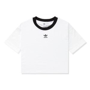 アディダス レディース シャツ トップス adiColor Crop Top White/Black