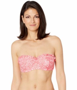 マイケルコース レディース トップのみ 水着 Paisley Appeal Ruffled Underwire Bandeau Top with Removable Strap Geranium