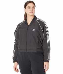 アディダス レディース コート アウター Plus Size 3-Stripes Short Track Top Black