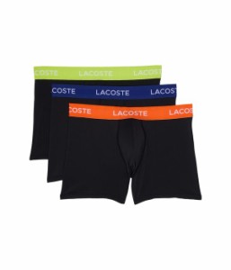 ラコステ メンズ ボクサーパンツ アンダーウェア 3-Pack Motion Microfiber Trunks with Colorful Waistband Black/Reca/Cosmic/Limeira