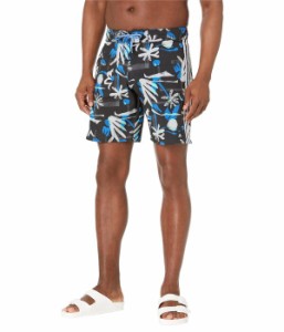 アディダス メンズ ハーフパンツ・ショーツ 水着 Seasonal Floral 19" Beach Tech Shorts Black/Blue Fusion