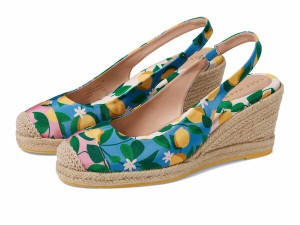 コールハーン レディース ヒール シューズ Cloudfeel Espadrille Wedge Slingback 80 mm Azure Blue Lemon Print