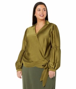 マイケルコース レディース シャツ トップス Plus Size Hammered Satin Wrap Top Smoky Olive