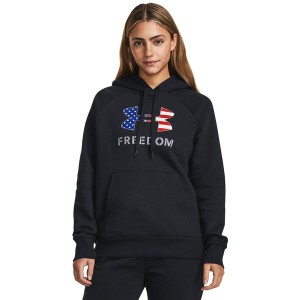 アンダーアーマー レディース パーカー・スウェット アウター Freedom Logo Rival Hoodie Black/White