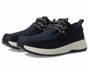 クラークス メンズ スニーカー シューズ Wellman Moc Navy Leather