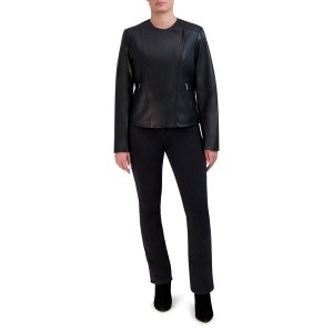 コールハーン レディース コート アウター Asymmetrical Leather Jacket Black