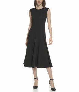 カルバンクライン レディース ワンピース トップス A-Line Midi Sleeveless Scuba Crepe Dress Black