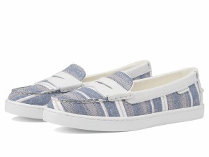 コールハーン レディース スリッポン・ローファー シューズ Nantucket Penny Blue/Ivory Stripe Canvas/White