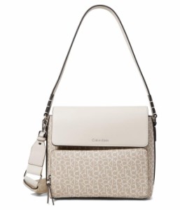 カルバンクライン レディース ハンドバッグ バッグ Zenya Signature Shoulder Bag Khaki/Vanilla/White