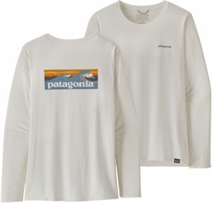 パタゴニア レディース Tシャツ トップス Long-Sleeve Capilene Cool Daily Graphic Shirt - Women's BOARDSHORT LOGO/GREY/WHITE