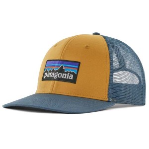 パタゴニア メンズ 帽子 アクセサリー Patagonia P-6 Logo Trucker Hat Pufferfish Gold