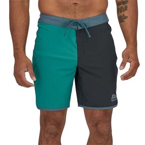 パタゴニア メンズ ハーフパンツ・ショーツ 水着 Patagonia Hydropeak Scallop 18" Shorts Flying Fish Patch/Harlequin Ink Black