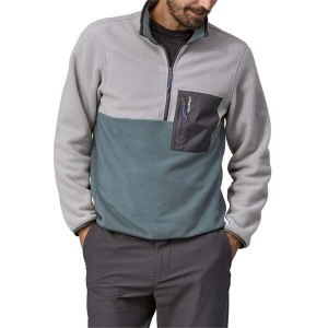 パタゴニア メンズ パーカー・スウェット アウター Patagonia Microdini 1/2 Zip Pullover - Men's Nouveau Green w/Salt Grey