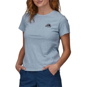 パタゴニア レディース Tシャツ トップス Patagonia Skyline Stencil Responsibili T-Shirt - Women's Steam Blue