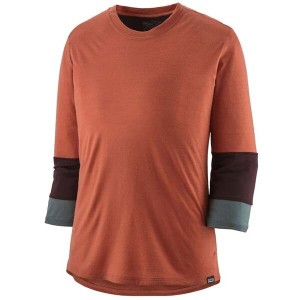 パタゴニア レディース Tシャツ トップス Patagonia Merino 3/4 Sleeve Jersey - Women's Burl Red