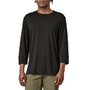 パタゴニア メンズ Tシャツ トップス Patagonia Merino 3/4 Sleeve Bike Jersey Black