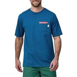 パタゴニア メンズ Tシャツ トップス Patagonia Water People Organic Pocket T-Shirt - Men's Water People Gator: Endless Blue