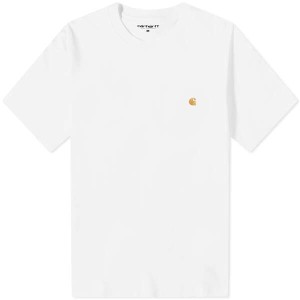 カーハート メンズ Tシャツ トップス Carhartt WIP Chase Tee White & Gold