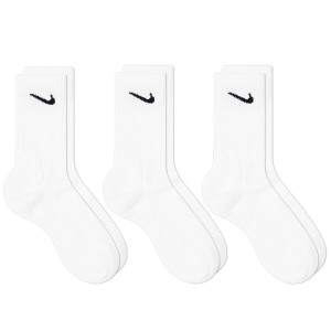 ナイキ メンズ 靴下 アンダーウェア Nike Cotton Cushion Crew Sock - 3 Pack White & Black