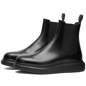 アレキサンダー・マックイーン メンズ ブーツ・レインブーツ シューズ Alexander McQueen Wedge Sole Hybrid Chelsea Boot Black